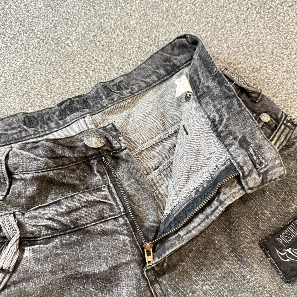 Le Grande Bleu (L.G.B.) Japanese y2k Double Waist Black Opium Distressed Denim Size US 32 / EU 48 - 13 Thumbnail