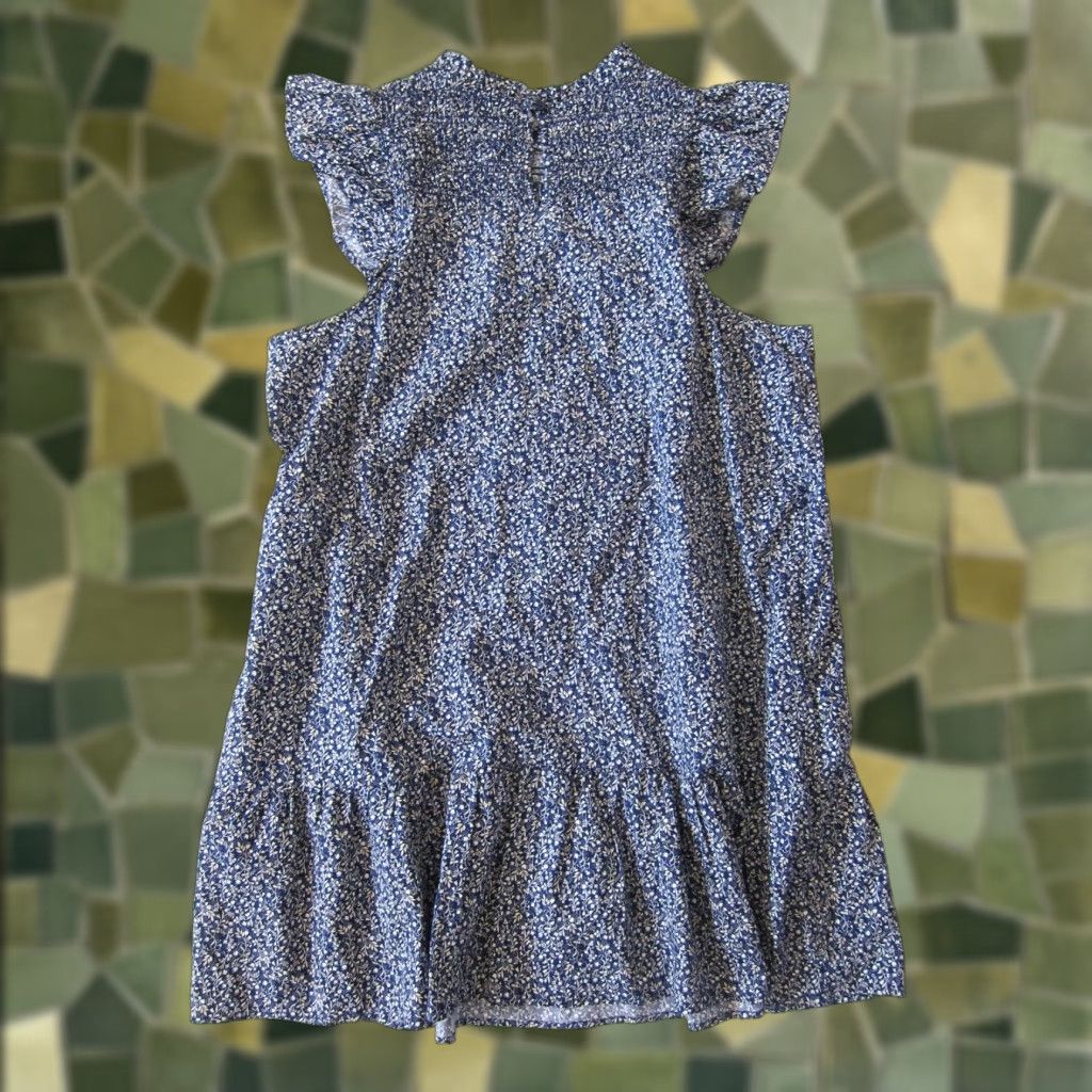 Old Navy Old Navy Cotton Blue White Floral High Neck Cap Sleeve Tunic Sun Dress XL Size XL / US 12-14 / IT 48-50 - 1 Thumbnail