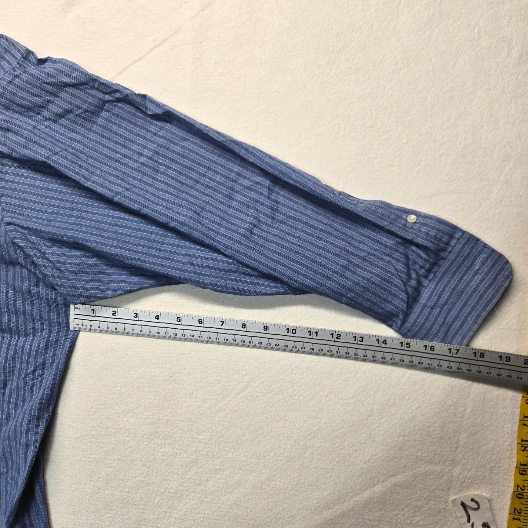 Vintage Blue Striped Button-Up Shirt Long Sleeve Adult Men's Size 20 Tall Casual Size US XXL / EU 58 / 5 - 5 Thumbnail