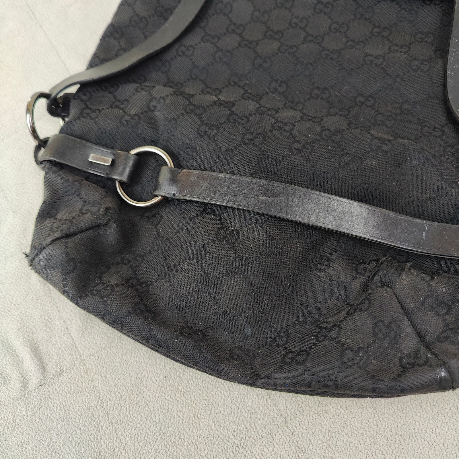 Gucci Gucci Black Monogram Shoulder Bag Black Canvas Leather Size ONE SIZE - 2 Thumbnail