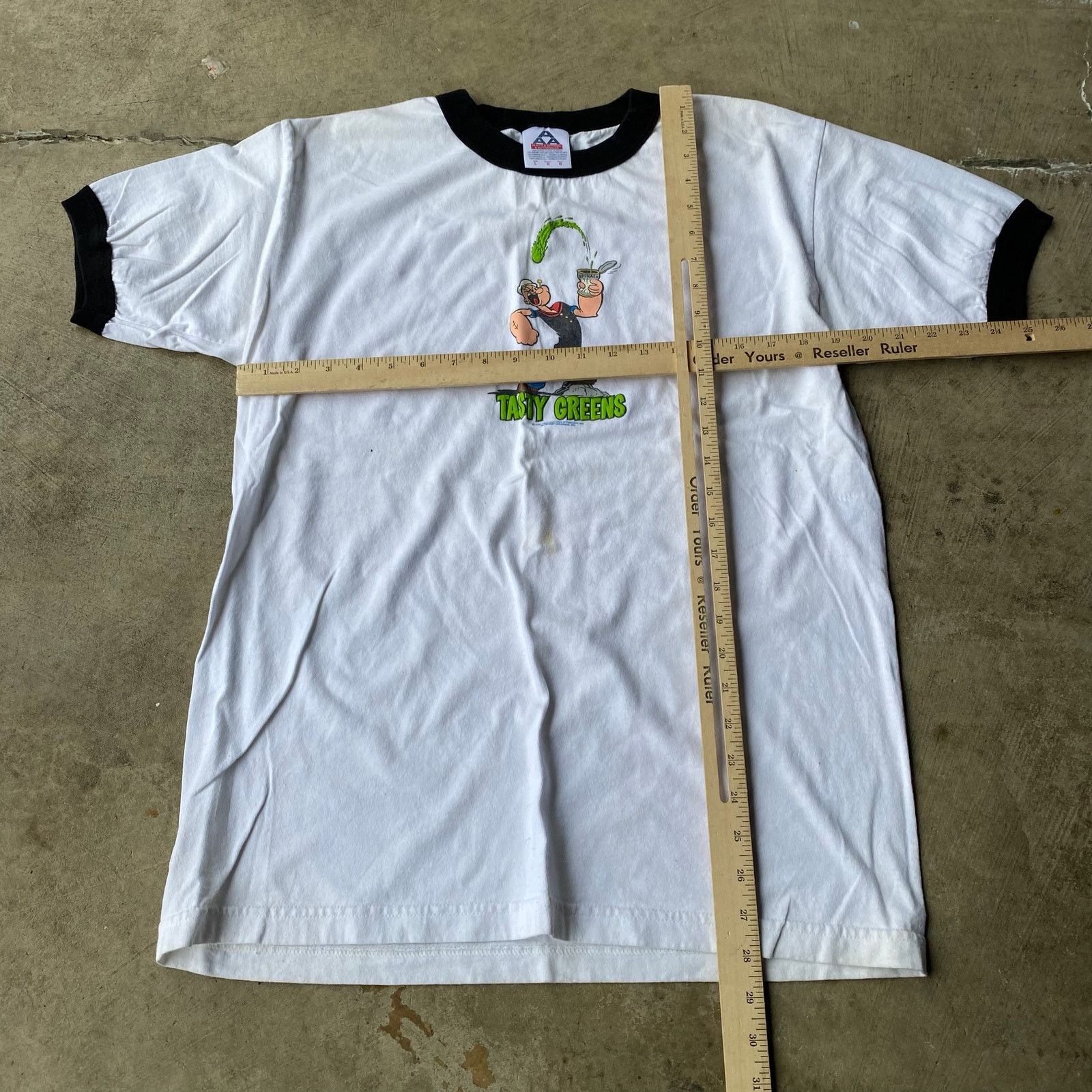 Vintage VINTAGE TASTY GREENS POPEYES SHIRT RINGER WHITE SHIRT LRG Size US L / EU 52-54 / 3 - 5 Thumbnail