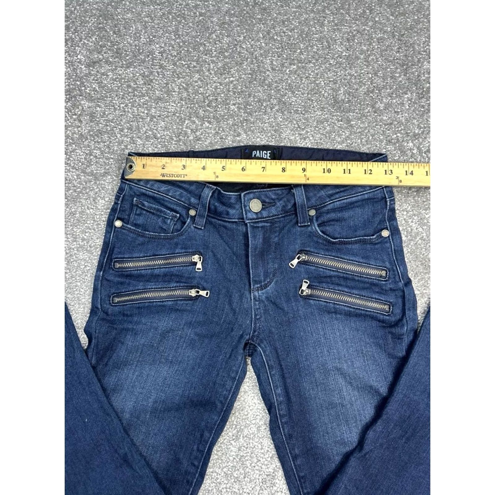 Paige Paige Edgemont Jeans Women's 25 Blue Denim Stretch Low Rise Skinny 26x30 Size 42" / US 20 - 3 Thumbnail