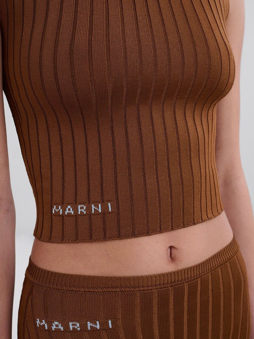 Marni o1f1d3z0825 Ribbed Viscose Vest in Brown Size S / US 4 / IT 40 - 5 Thumbnail