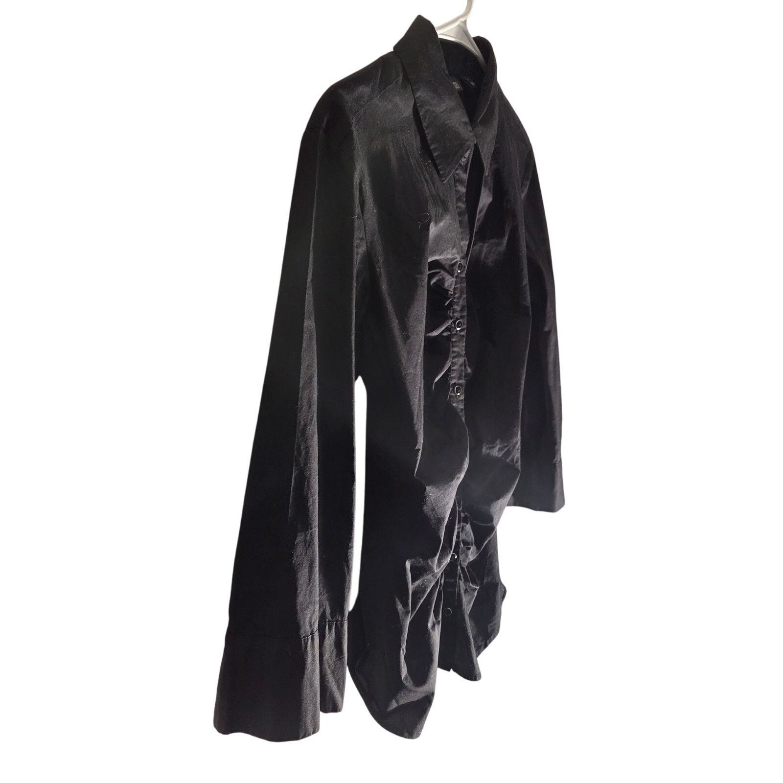 Avenue 7th Avenue Design Black Ruched Blouse - Women's Large Size L / US 10 / IT 46 - 2 Thumbnail