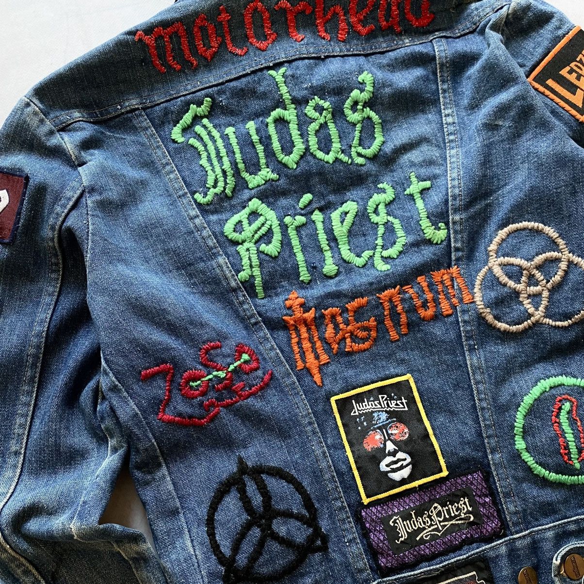 Band Tees × Vintage 80s Judas Priest Motörhead Wrangler Handmade Denim Jacket Size US S / EU 44-46 / 1 - 8 Thumbnail