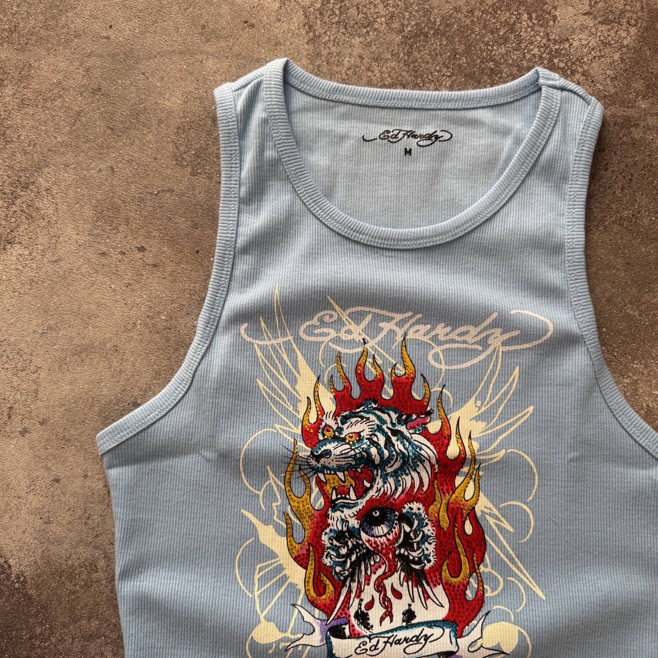 Ed Hardy Ed Hardy Y2K Tiger Printed Ribbed Tank Top Size M / US 6-8 / IT 42-44 - 3 Thumbnail