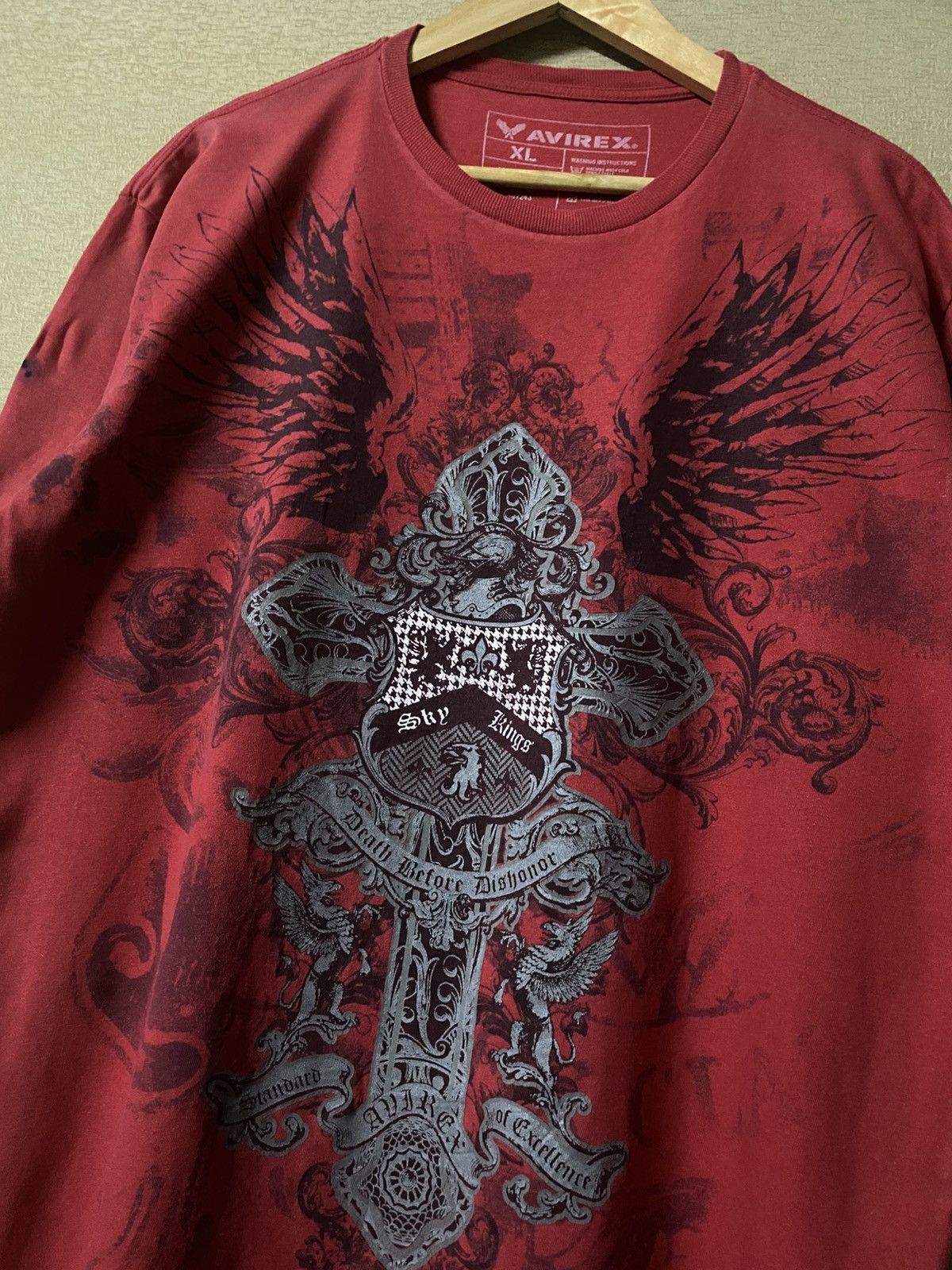 Affliction × Avirex Avirex Grunge Affliction Cross Wings Tee Size US XL / EU 56 / 4 - 2 Thumbnail