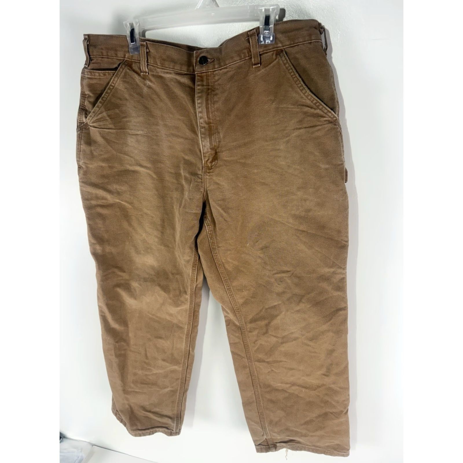 Carhartt Carhartt Carpenter Pants Mens 38x30 100% Cotton Canvas Workwear Straight Fit Brown Tan 5-Pocket Cargo Jeans-like Trousers Size US 38 / EU 54 - 2 Thumbnail