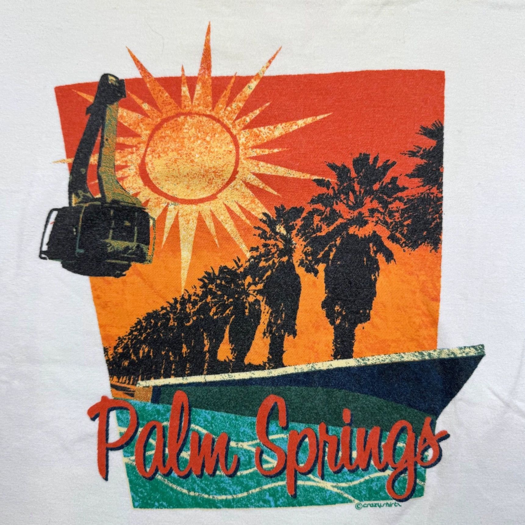 Vintage Crazy Shirts Womens Large White T-Shirt Cropped Palm Springs Logo Casual Ladies Size L / US 10 / IT 46 - 7 Thumbnail