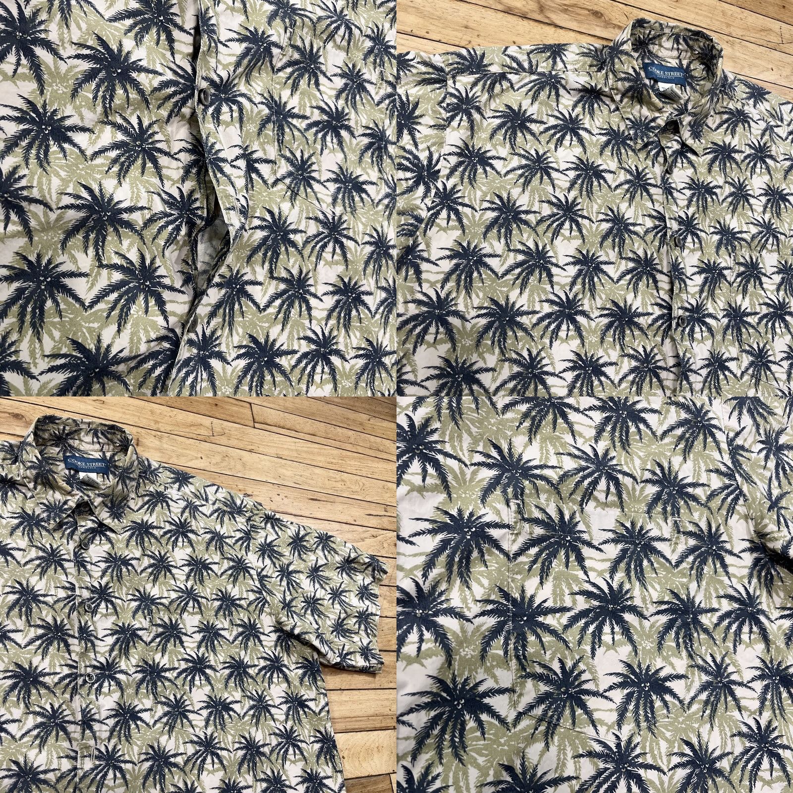 Vintage COOKE STREET HONOLULU Hawaiian Shirt Men L Green Palm Tree Island Aloha 50" Button-Up Casual Short Sleeve Size US L / EU 52-54 / 3 - 9 Thumbnail