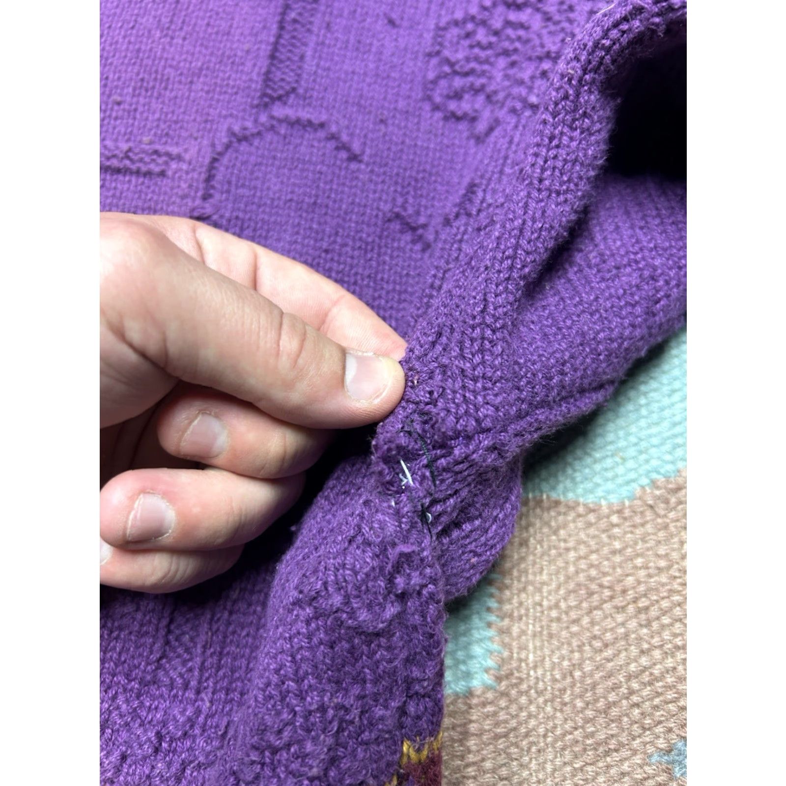 American Eagle Outfitters VINTAGE American Eagle knit sweater Icelandic Nordic purple women’s large Size L / US 10 / IT 46 - 3 Thumbnail