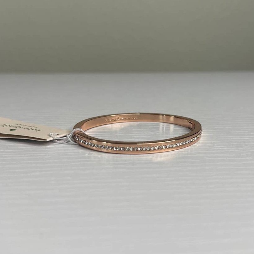 Kate Spade Kate Spade Rose Gold Tone Clear Pave Hinged Bangle Bracelet Size ONE SIZE - 2 Thumbnail