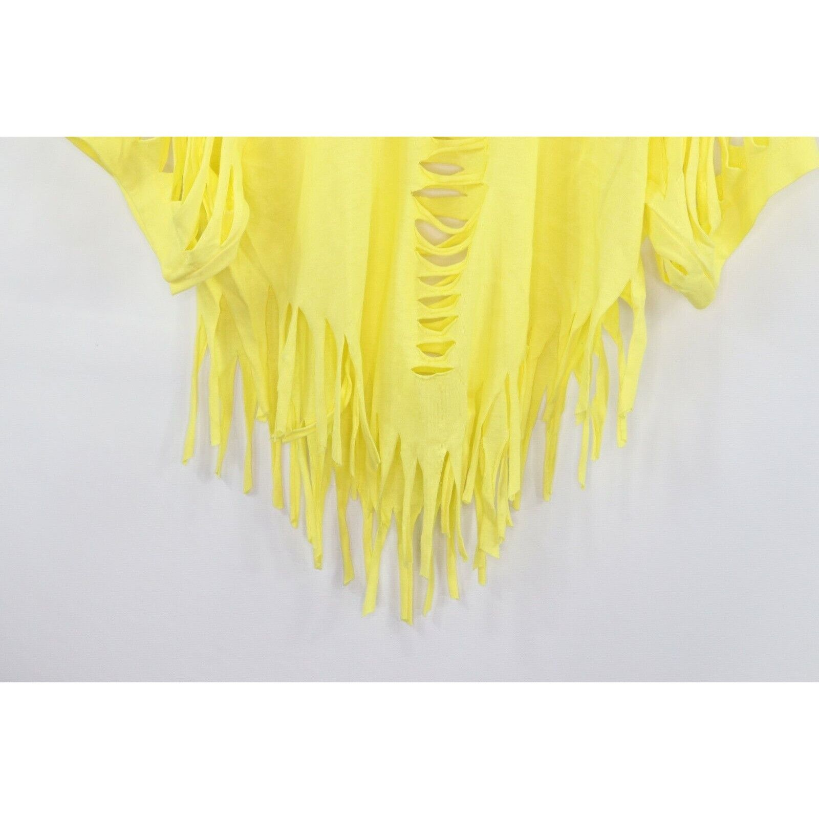 Vintage NOS Vintage 90s Streetwear Cut Fringed Crop Top T-Shirt Size US L / EU 52-54 / 3 - 5 Thumbnail