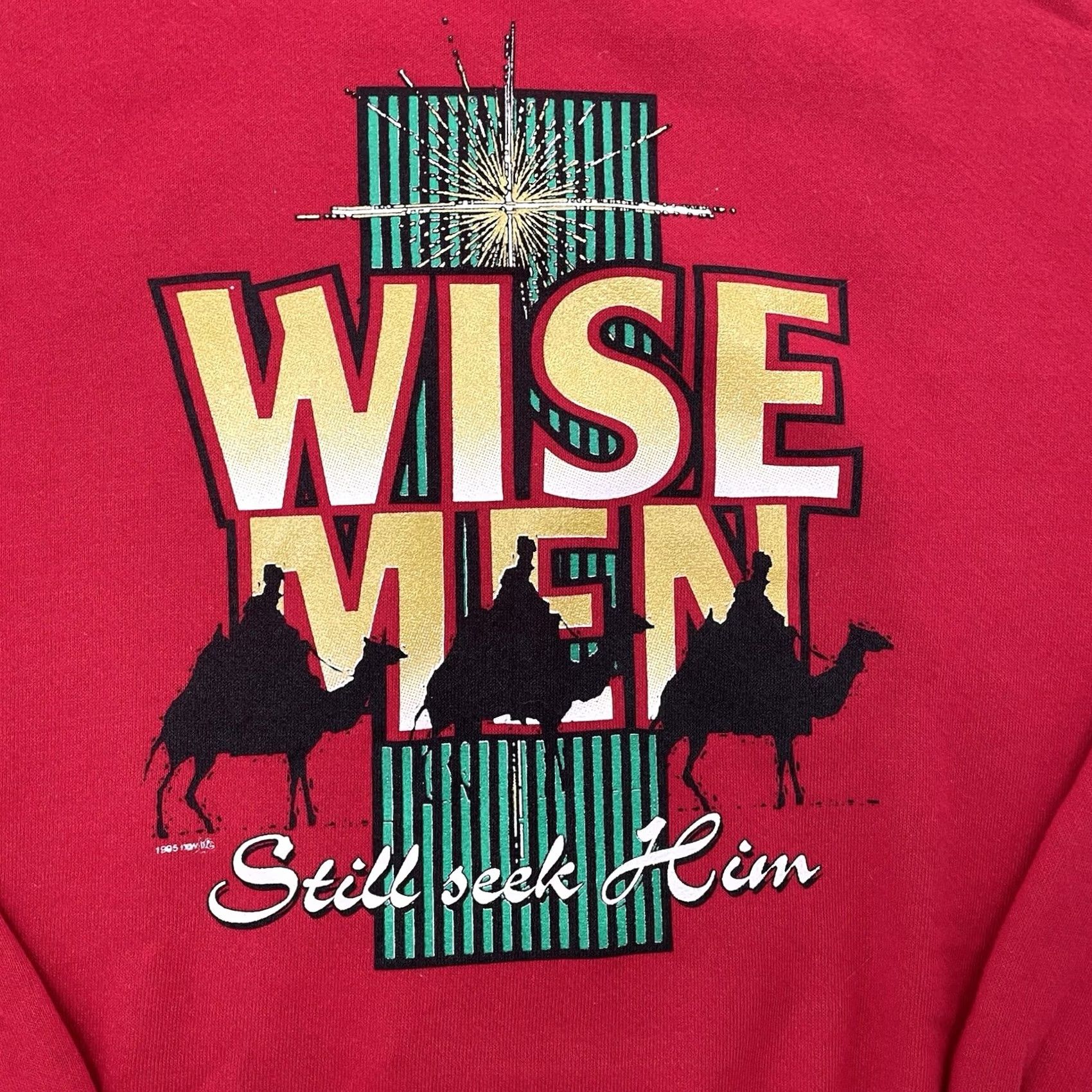 Lee VINTAGE Lee Sweatshirt Pullover Crew Neck Long Sleeve Red 90s Christmas Quotes Mens L Wool Blend Fleece Graphic Print Size US L / EU 52-54 / 3 - 4 Thumbnail
