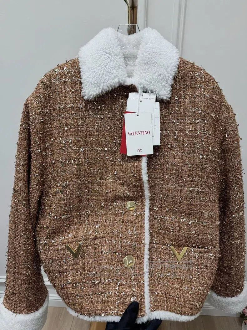 Valentino Valentino Tweed gold thread and sheepskin wool integrated Size M / US 6-8 / IT 42-44 - 3 Thumbnail