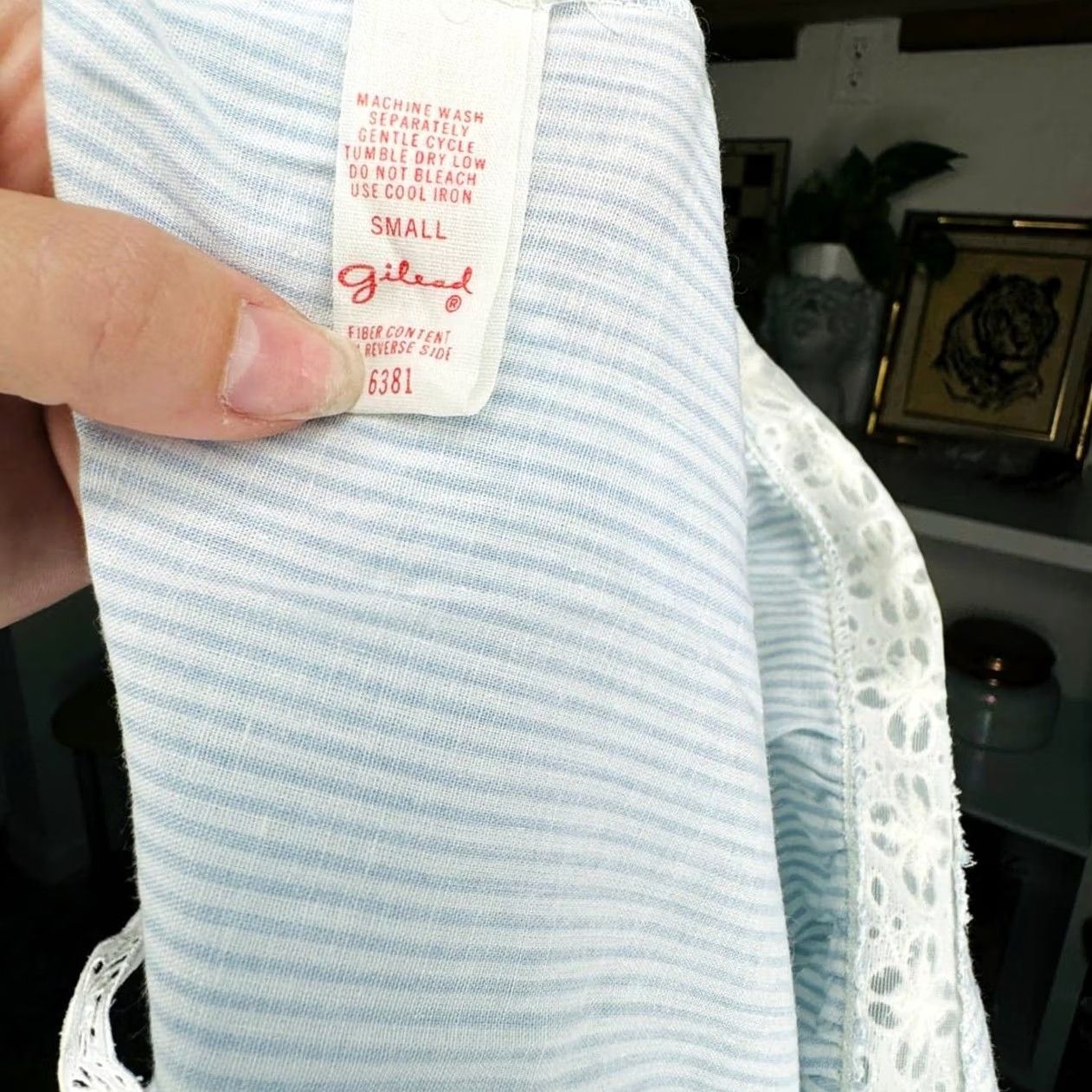 Vintage VINTAGE Dress Womens S White Cottagecore Coastal Pinstriped Gilead Lace Cami Maxi Size S / US 4 / IT 40 - 4 Thumbnail