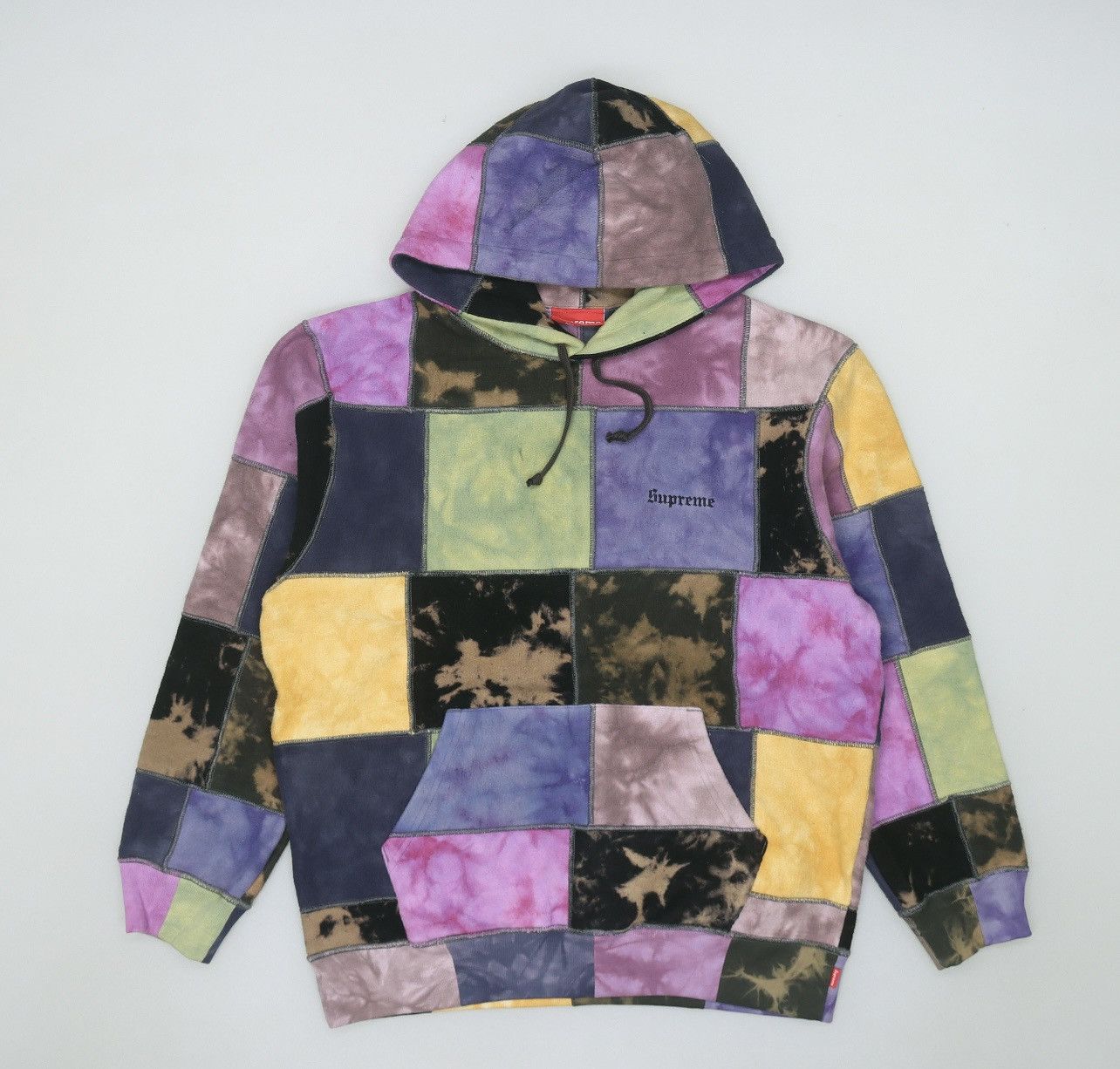 Supreme ss19 patchwork tie dye hoodie hooded sweatshirt