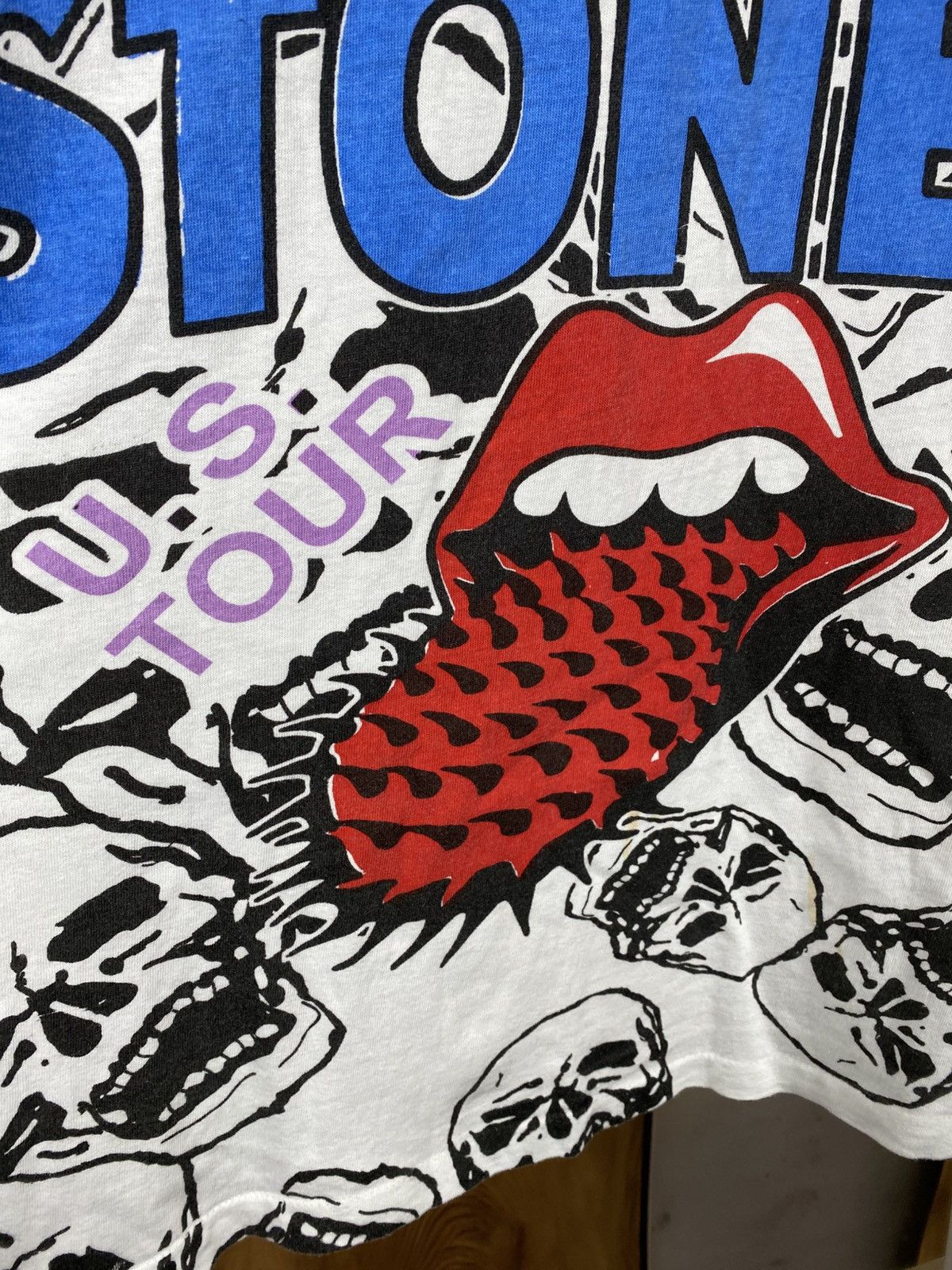 The Rolling Stones 💀Vintage 90s T-Shirt Rolling Stones Overprint U.S Tour Tee💀 Size US L / EU 52-54 / 3 - 8 Thumbnail