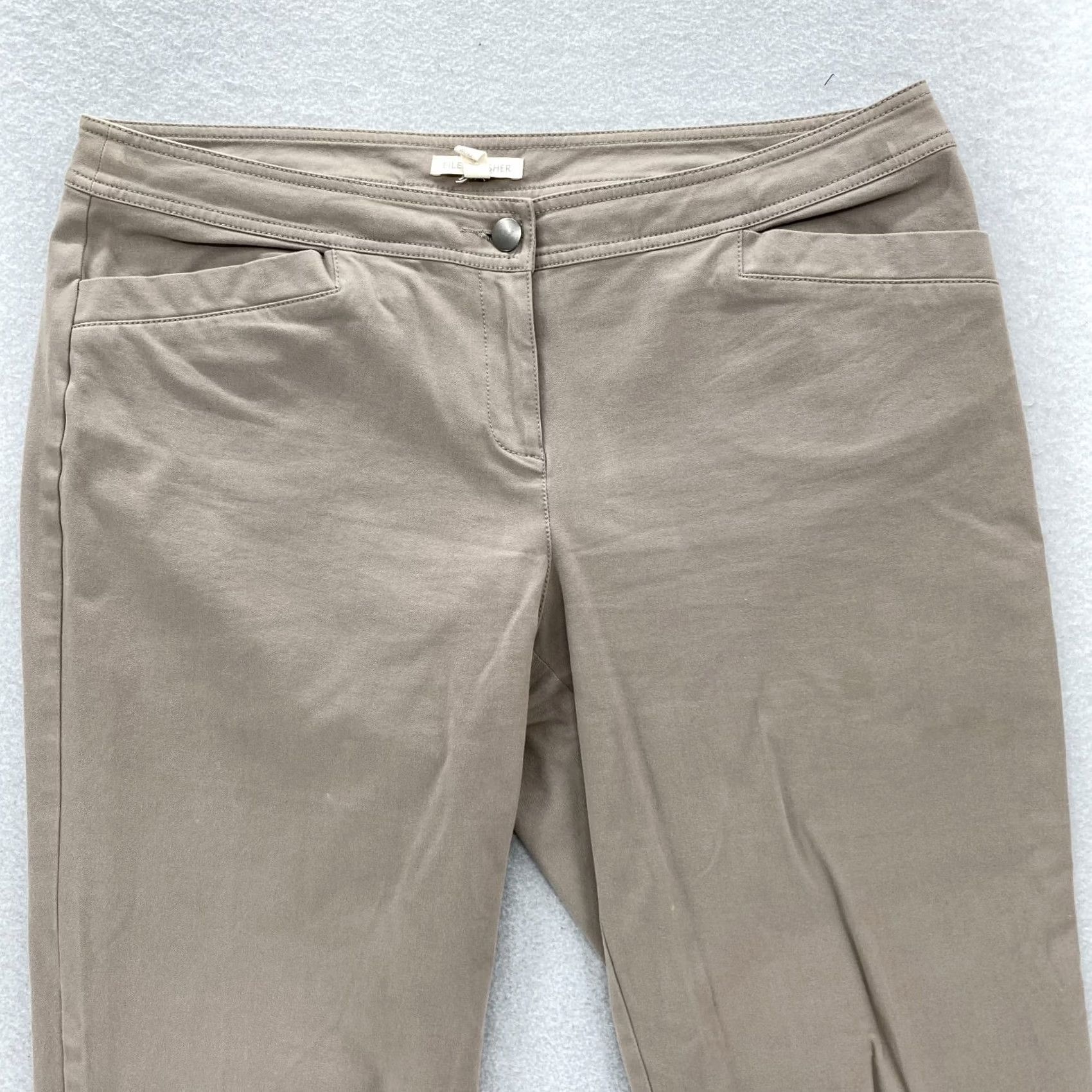 Eileen Fisher Eileen Fisher Women's Medium Beige Chino Pants Stretch Organic Cotton City Size 32" / US 10 / IT 46 - 2 Thumbnail