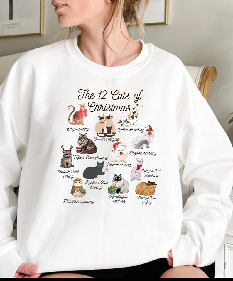 Designer The 12 Cats of Christmas Sweatshirt Size M / US 6-8 / IT 42-44 - 1 Thumbnail
