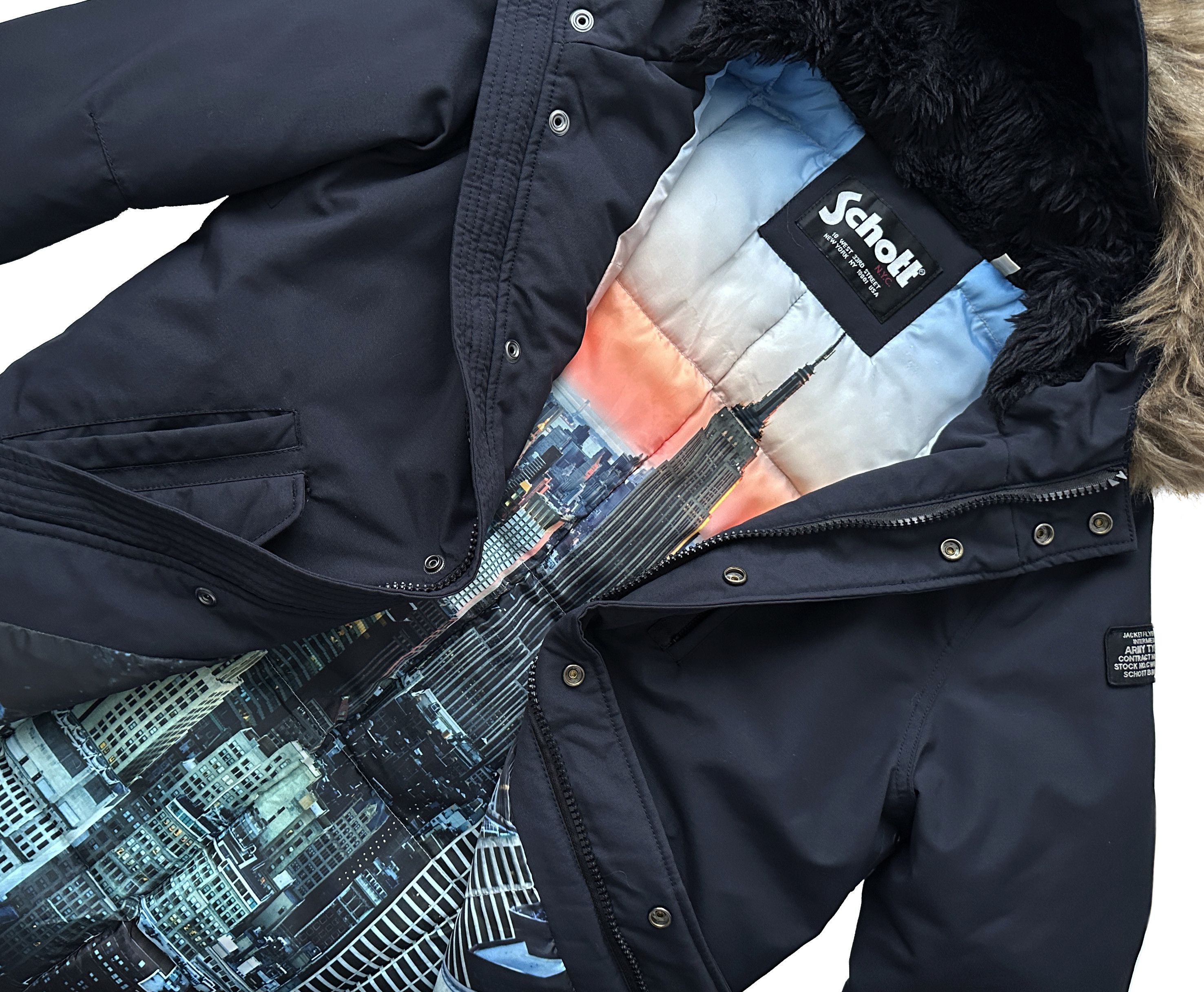 Schott Schott Flyer's Man Intermediate navy puffa parka jacket Size US S / EU 44-46 / 1 - 1 Thumbnail