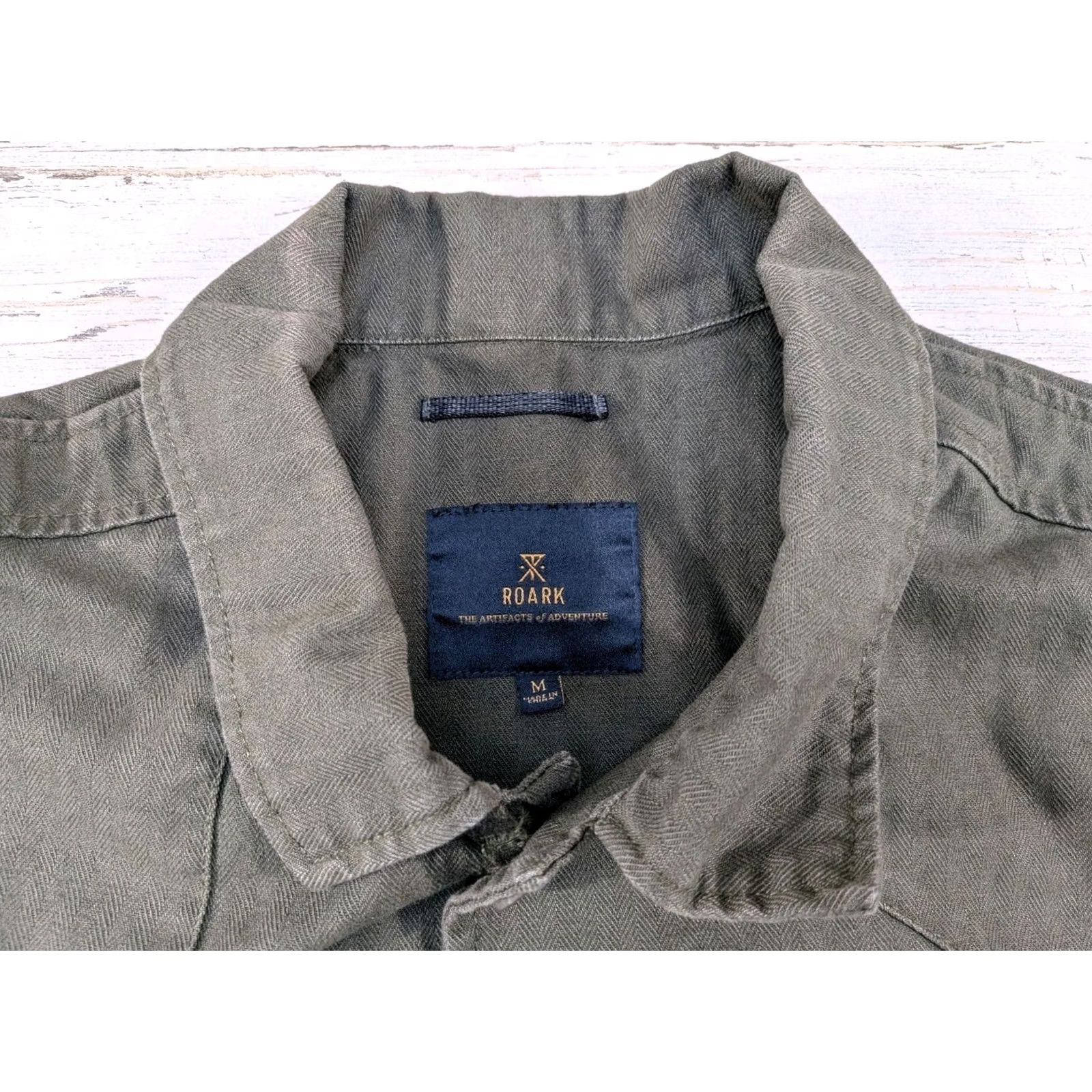 Roark Roark Jacket Mens M Green Herringbone Twill Military Field Jacket Size US M / EU 48-50 / 2 - 2 Thumbnail