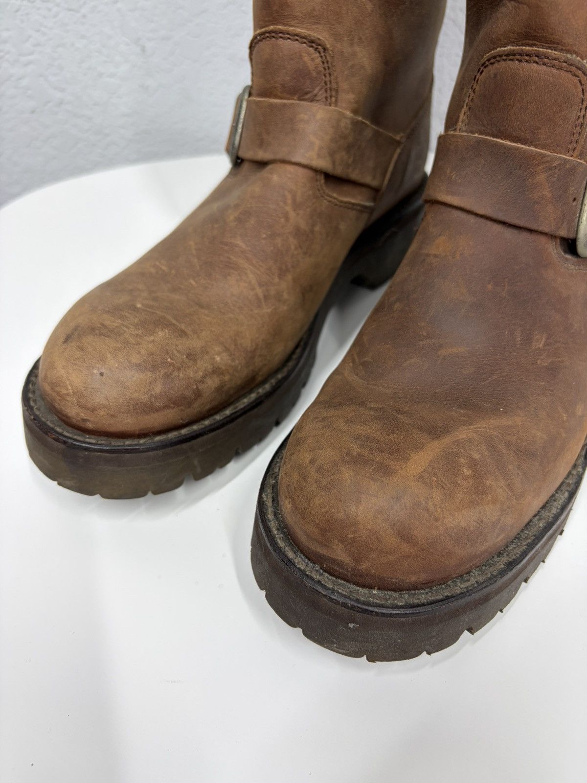 Harley Davidson Double Buckle Black Moto Boots Red Wing Frye Guidi Inspired Size US 8 / EU 41 - 8 Thumbnail