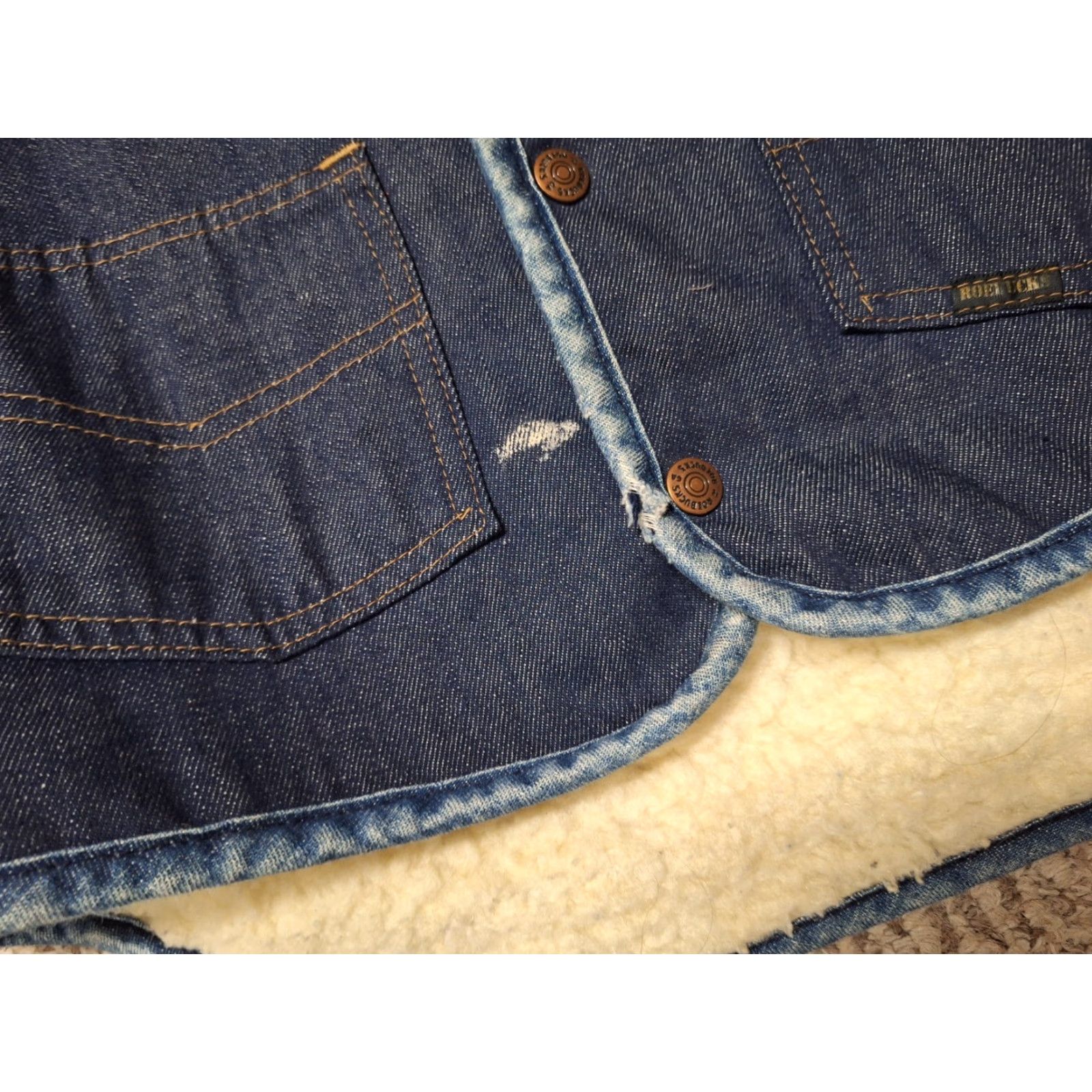 Sears VINTAGE Sears Roebucks Vest L Denim Sherpa Lined Western 70s Distressed Grunge Size US L / EU 52-54 / 3 - 2 Thumbnail