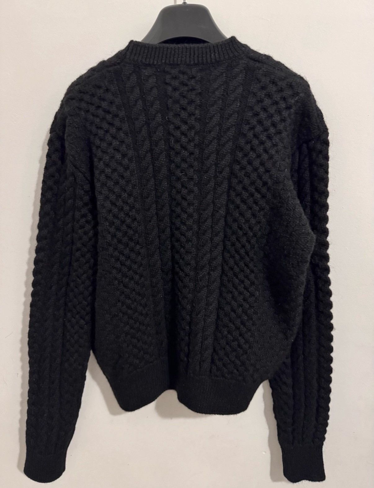 Saint Laurent Paris Saint Laurent (SLP) Wool Black Crewneck Cable Knit Sweater Size US M / EU 48-50 / 2 - 2 Thumbnail