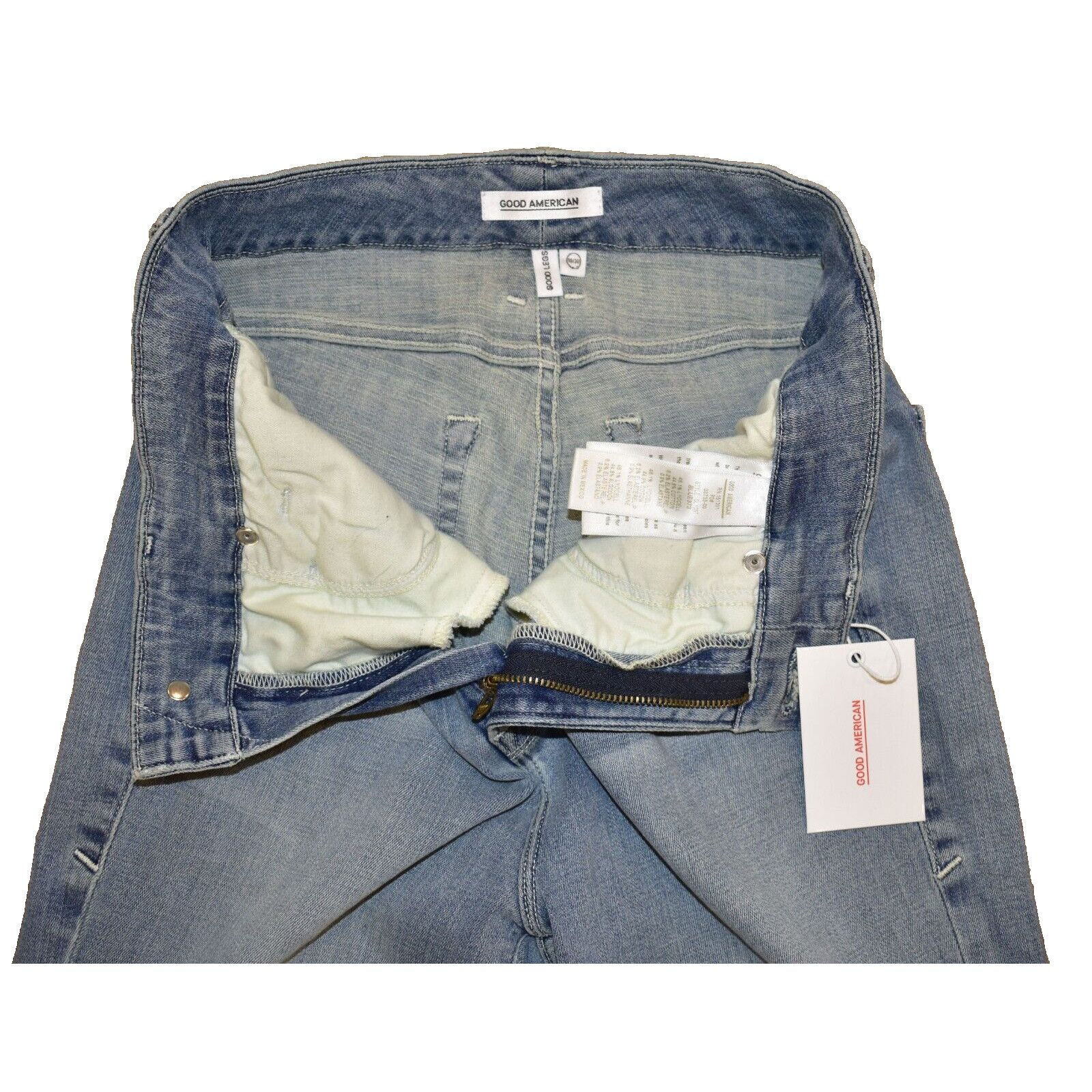 Good American A7 NWT GOOD AMERICAN Good Legs Blue Raw Hem Jeans Sz 10 W28 Size 28" / US 6 / IT 42 - 4 Thumbnail