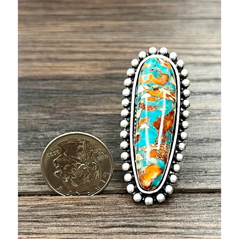 Other Southwestern Gemstone Adjustable Statement Cuff Ring with Br Size ONE SIZE - 3 Thumbnail