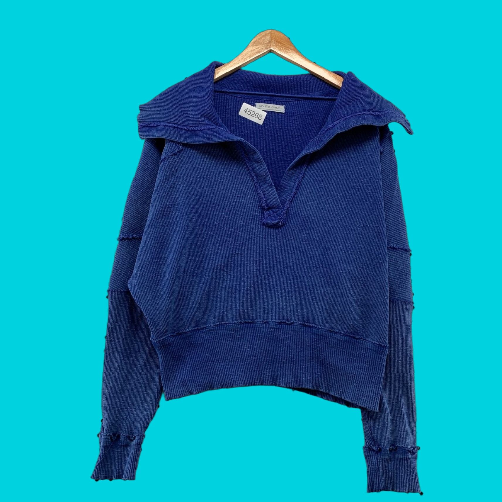Vintage We The Free Sweatshirt Womens Medium Blue Collared No So Ordinary Slouch Size M / US 6-8 / IT 42-44 - 1 Thumbnail