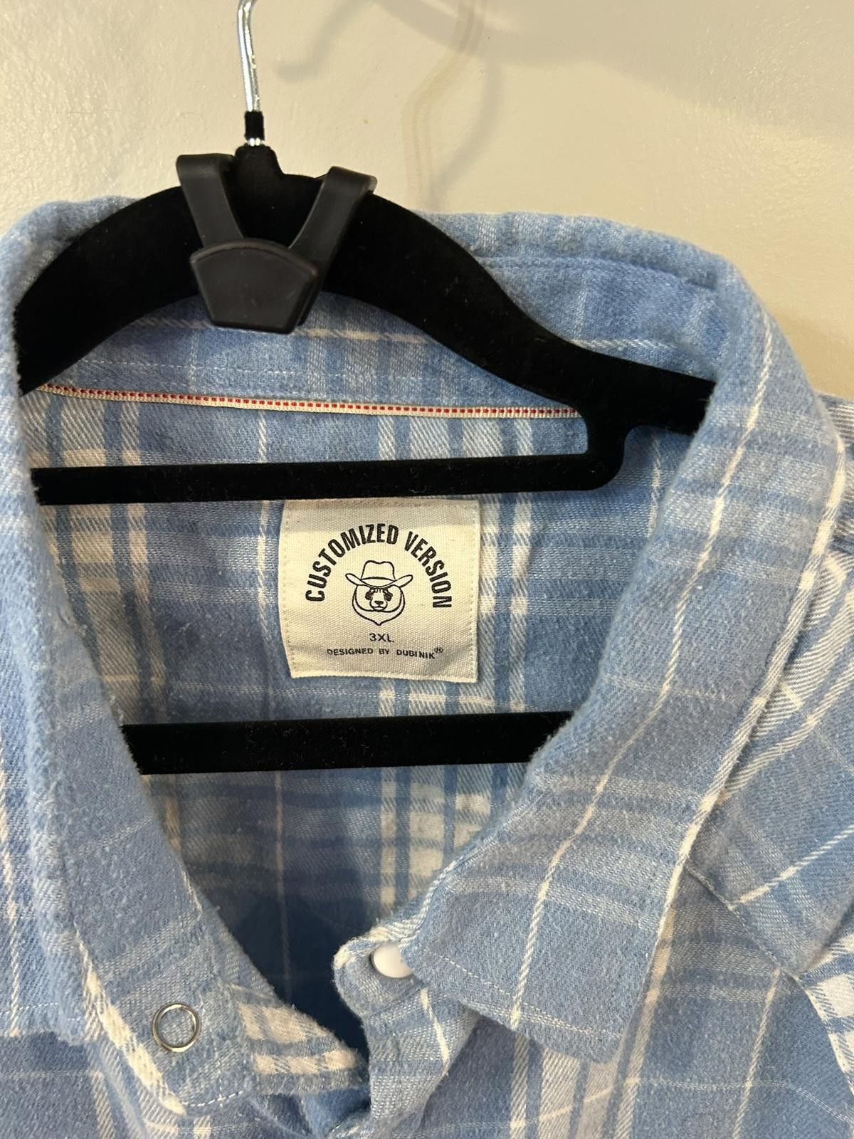 Other Customized Version Men's Light Blue Plaid Button-Up Shirt 3X Size US XXL / EU 58 / 5 - 2 Thumbnail