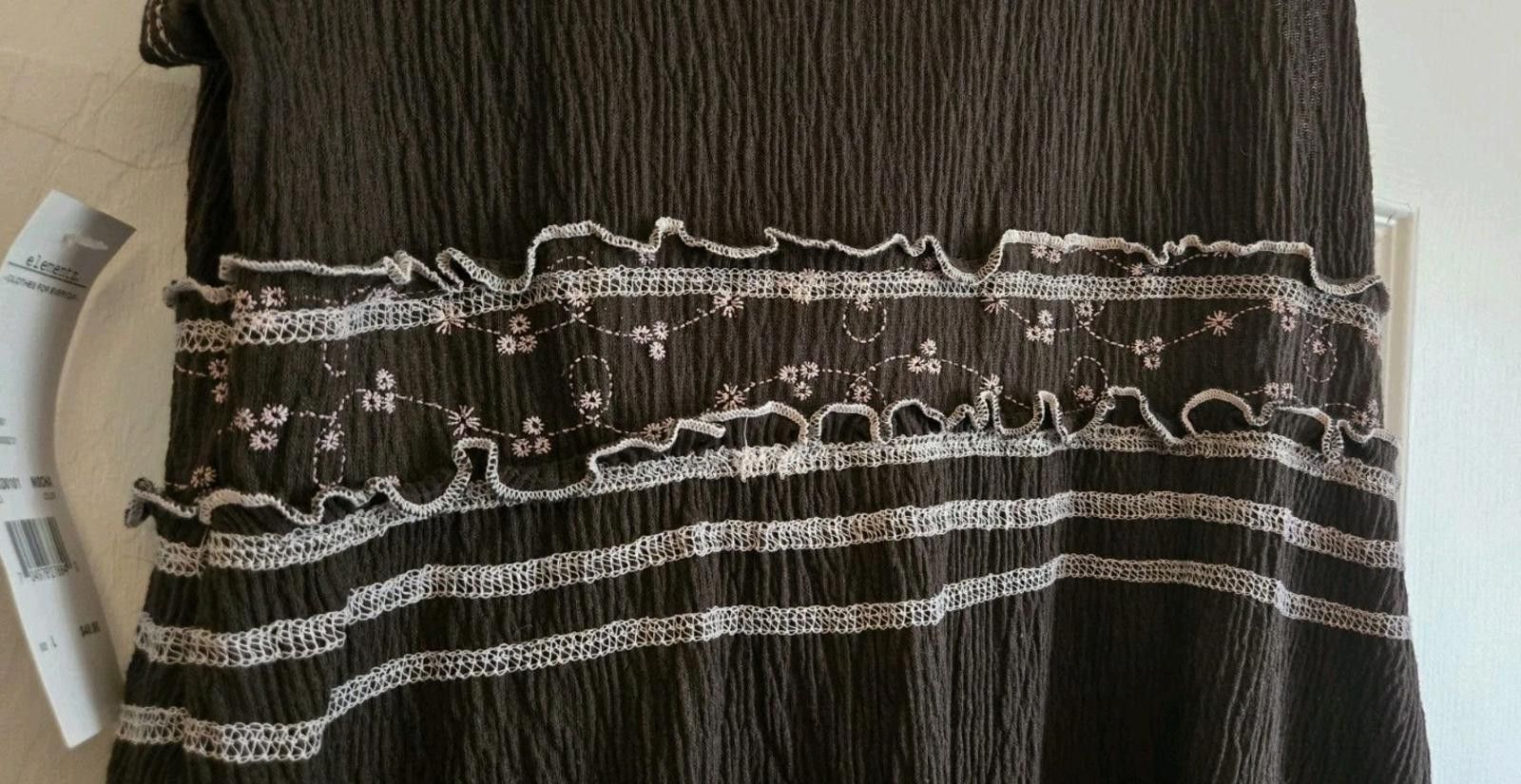 Element Elementz Mocha Brown Sleeveless Dress White Embroidery Size L / US 10 / IT 46 - 9 Thumbnail