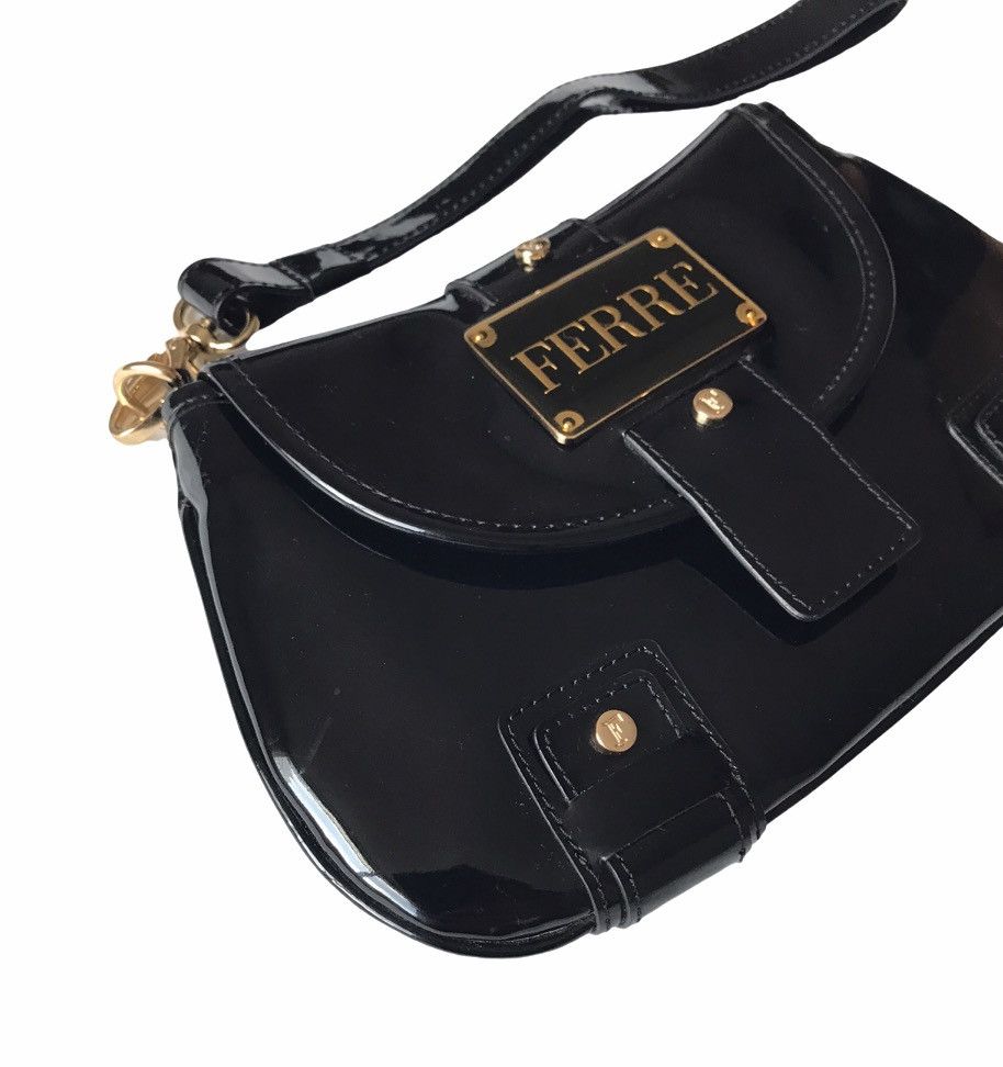 Ferre Ferre Patent Leather Clutch Bag Black Size ONE SIZE - 3 Thumbnail