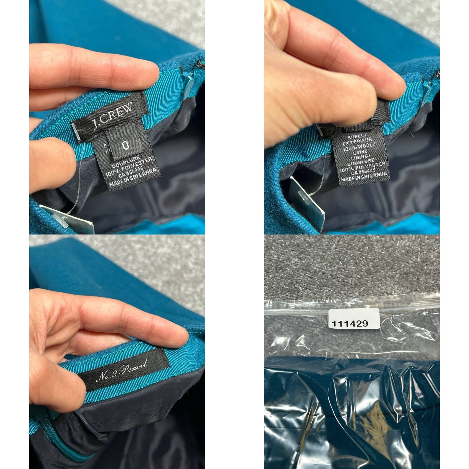 J.Crew J.CREW No 2 Pencil Skirt Womens 0 Blue Wool Polyester Lined Back Slit Zip Short Size 25" / US 0 / IT 36 - 8 Thumbnail