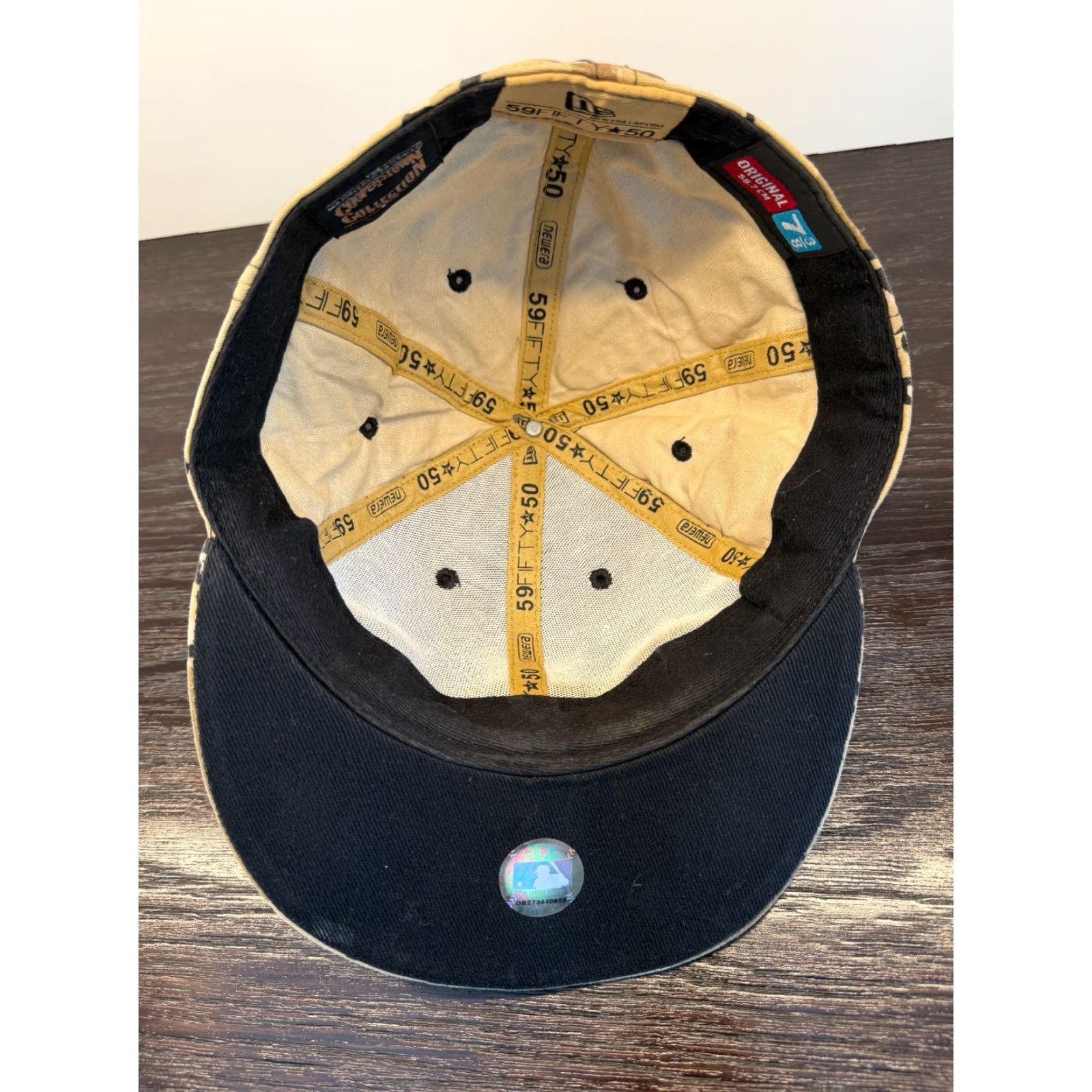 New Era VINTAGE Cooperstown Collection Baseball Cap Mens Fitted 7 3/8 Beige Camo Cotton 59Fifty USA Size ONE SIZE - 6 Thumbnail