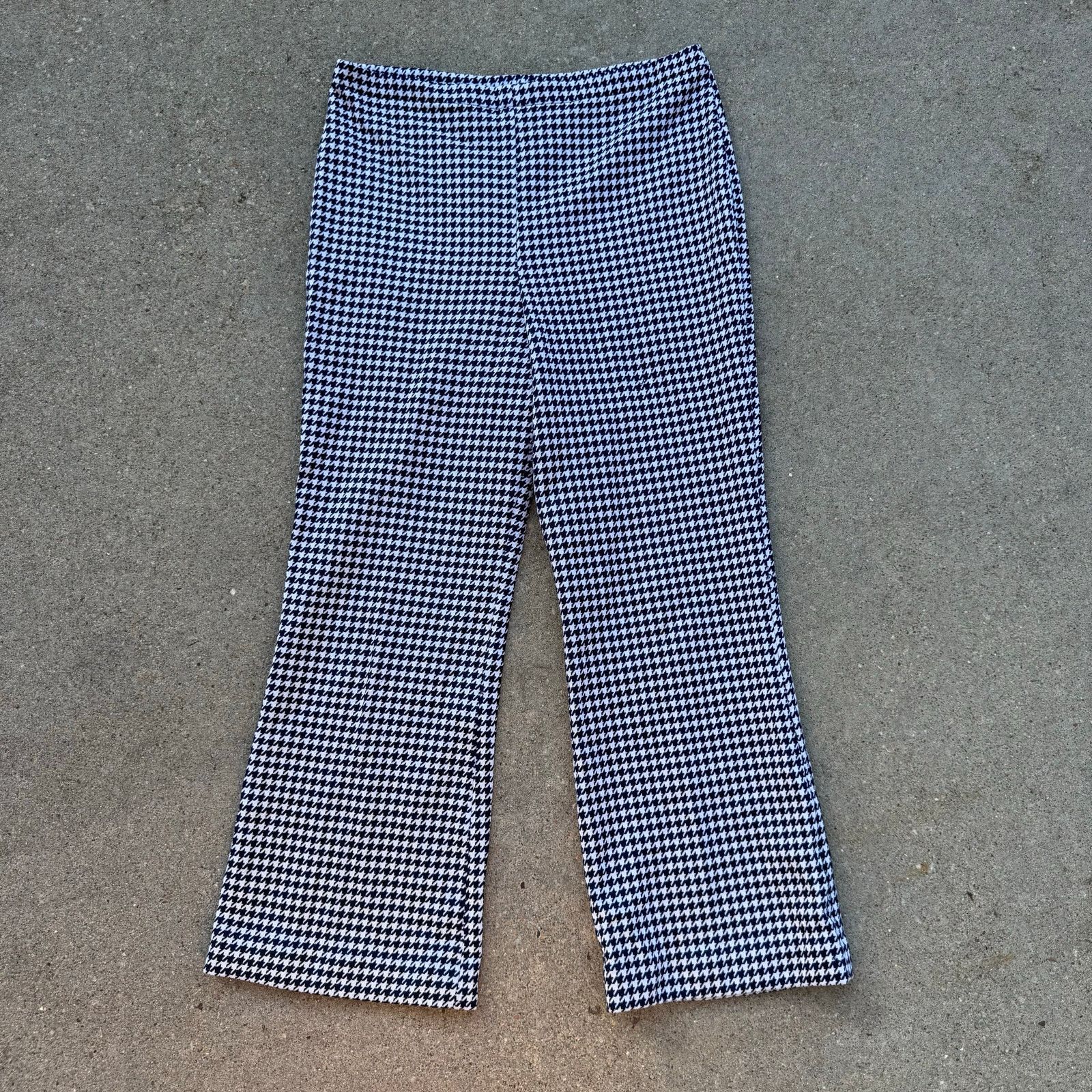 Vintage VTG Houndstooth tiny plaid check dbl knit polyester pants L Size 32" / US 10 / IT 46 - 1 Thumbnail