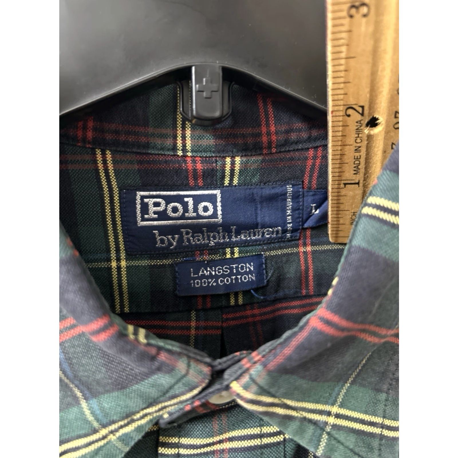 Polo Ralph Lauren VTG Polo Ralph Lauren Langston Shirt Mens L Green Plaid Button-Down L/S, Embroidered Crest, Classic Fit Size US L / EU 52-54 / 3 - 6 Thumbnail