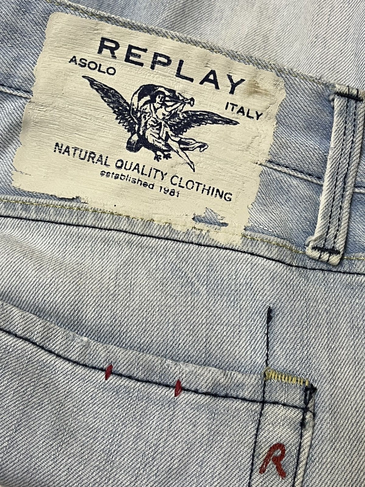Replay SICK🔥REPLAY ASOLO ITALY STRAIGHT CUT BLUE JEANS Size US 35 - 18 Thumbnail