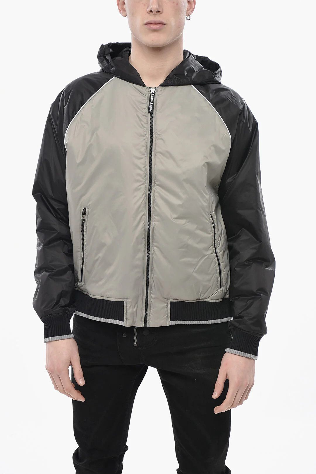 Palm Angels og1mm0326 Two-Tone Nylon Windbreaker Jacket in Grey Size US S / EU 44-46 / 1 - 1 Thumbnail