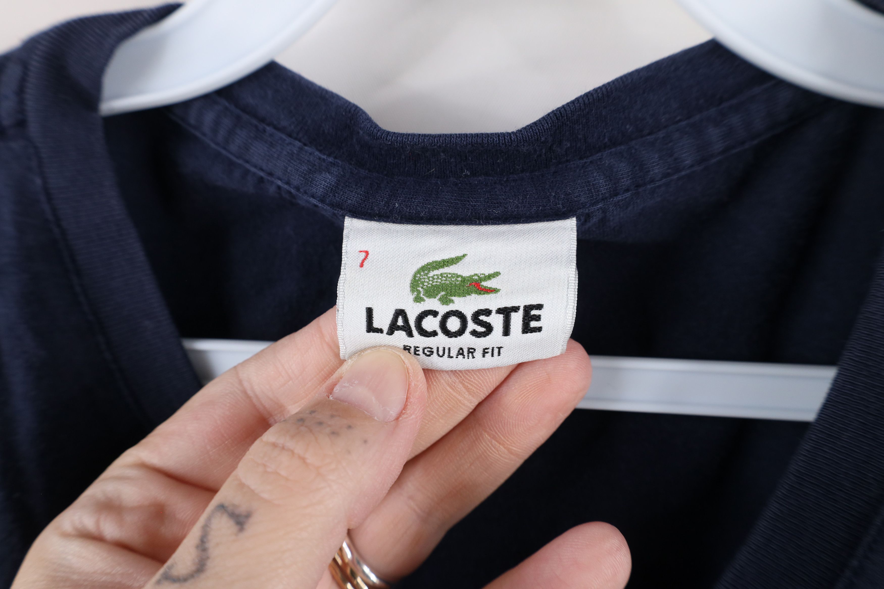 Lacoste × Vintage Vintage Lacoste Faded Croc Logo Short Sleeve V-Neck T-Shirt Size US XXL / EU 58 / 5 - 5 Thumbnail