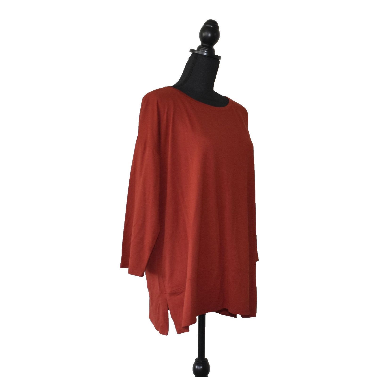 Eileen Fisher EILEEN FISHER Tencel 3/4 Sleeve Slit Sides Tunic Top Size L Size L / US 10 / IT 46 - 2 Thumbnail