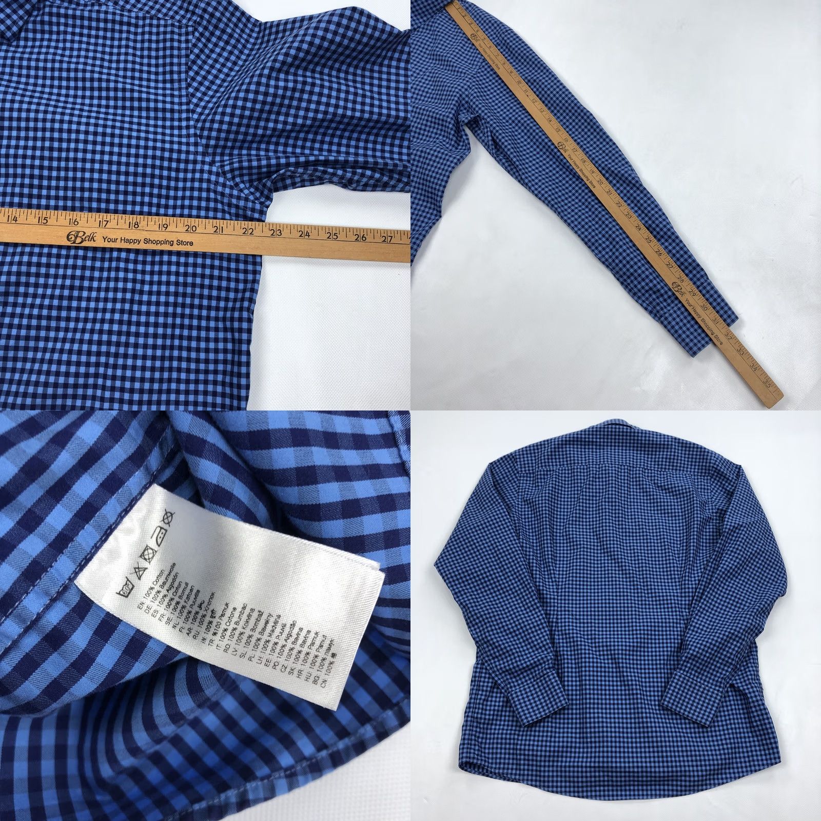 Eton Eton Shirt Gingham Button-Up Men's L 16.5 Blue Casual Contemporary Size US L / EU 52-54 / 3 - 8 Thumbnail