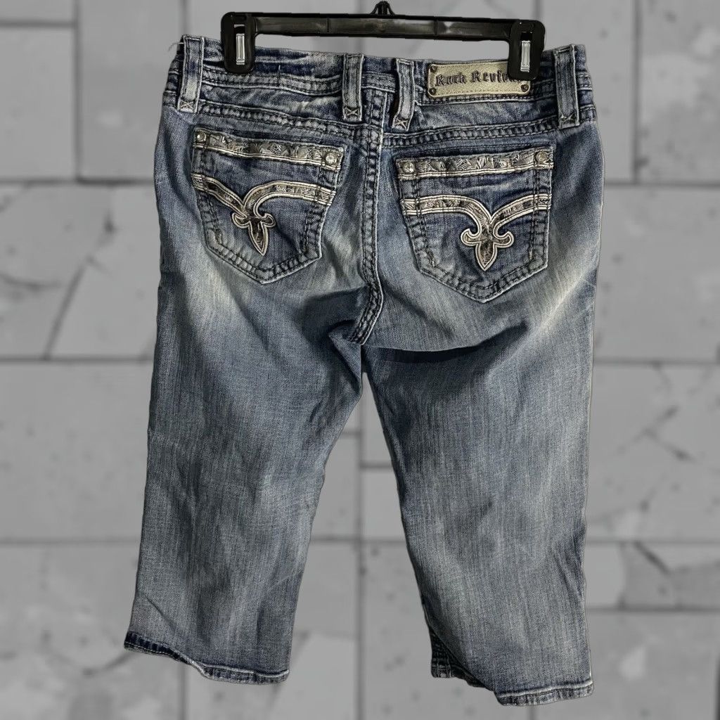 Vintage Rock Revival Women's Distressed Capri Jeans Blue Size 29 Size 29" - 1 Thumbnail