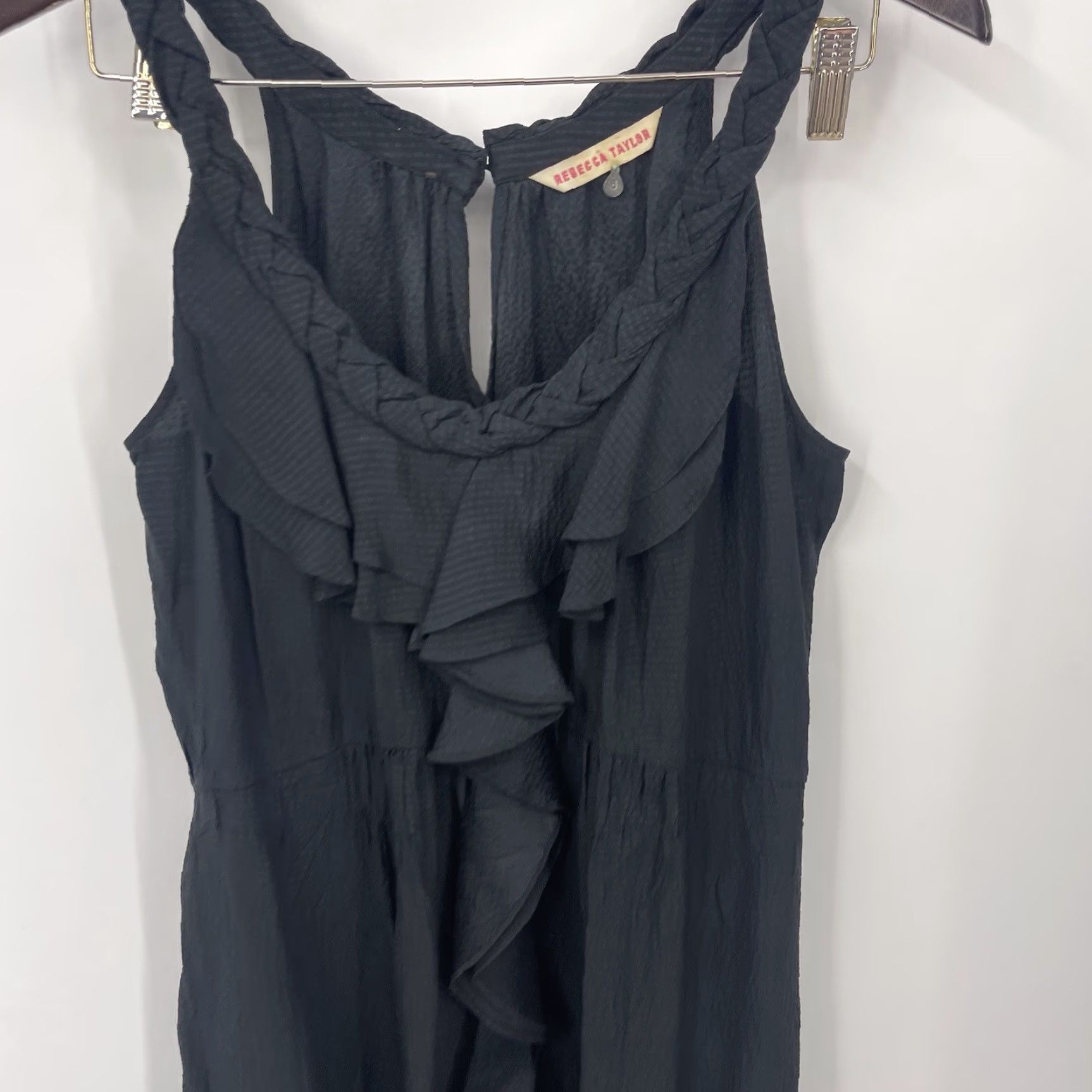 Rebecca Taylor Vintage Rebecca Taylor Women's Sleeveless Silk Ruffle Tank Dress Black 6 Casual 90s Size M / US 6-8 / IT 42-44 - 5 Thumbnail