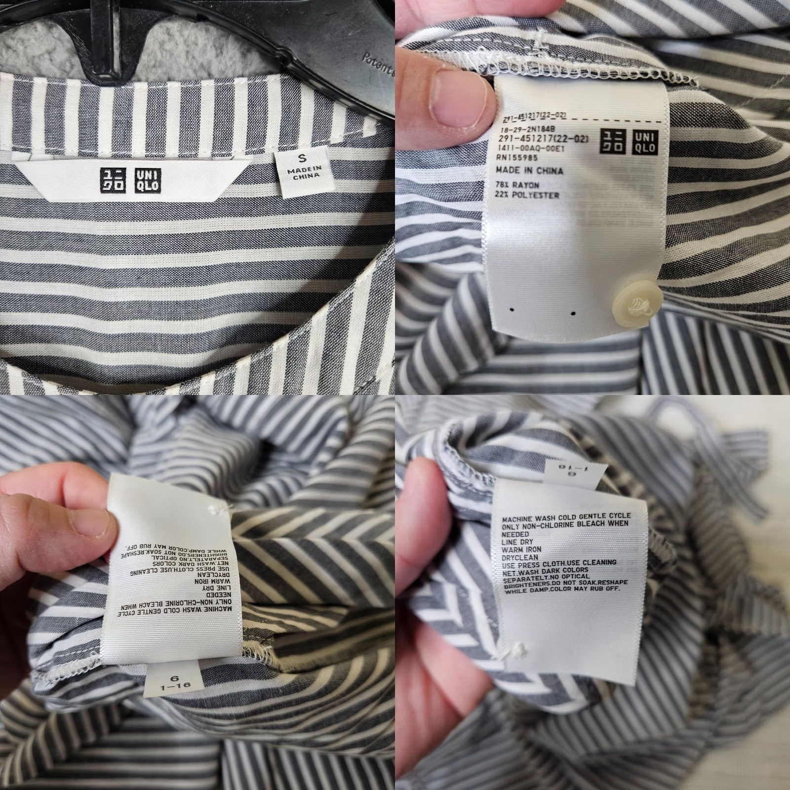 Uniqlo Uniqlo Women's Belted Gray White Striped Crew-Neck Short Sleeve Dress Size S Size 28" / US 6 / IT 42 - 8 Thumbnail