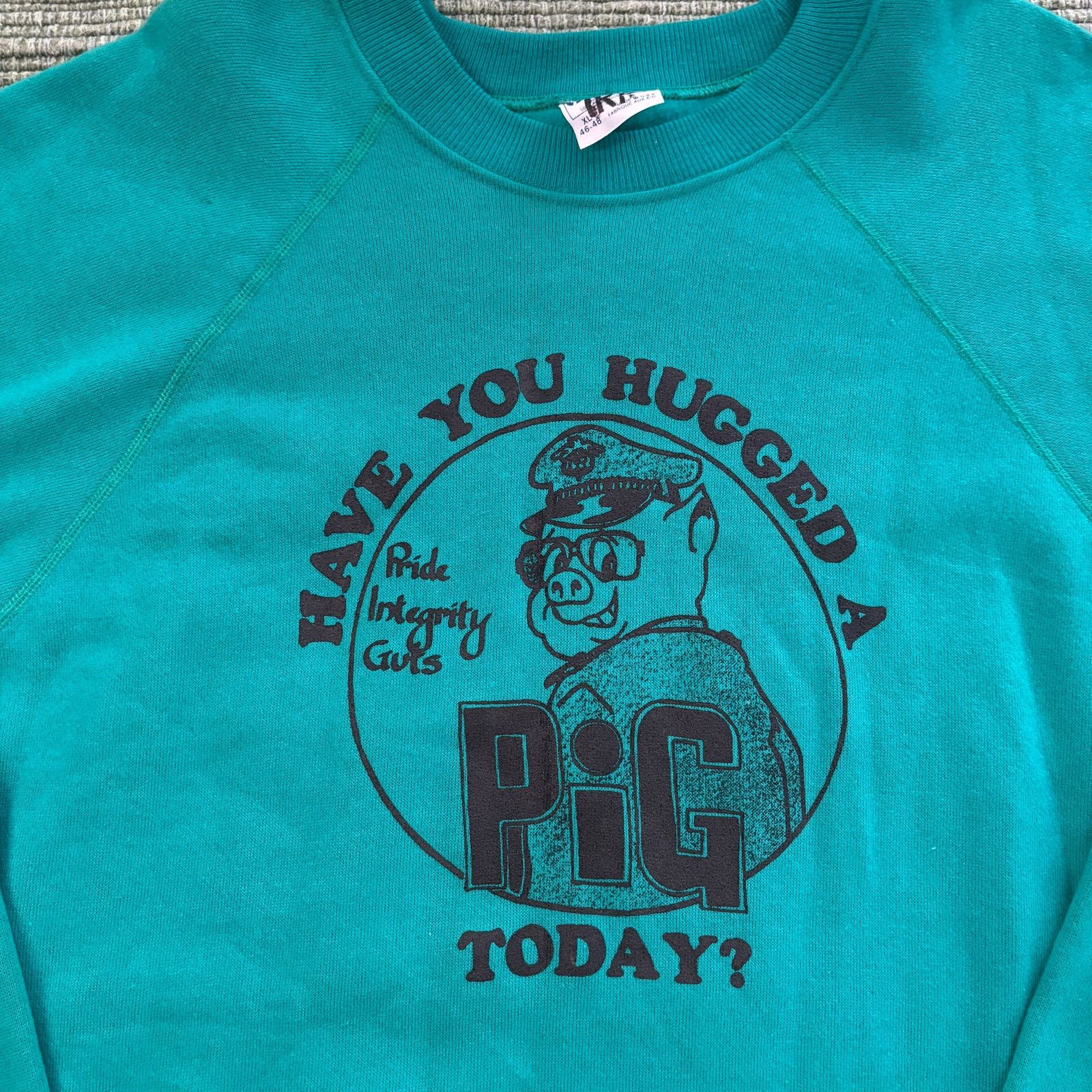 Hanes × Vintage Vintage 80s Have You Hugged A Pig Today Cop Sweatshirt XL Size US XL / EU 56 / 4 - 2 Thumbnail
