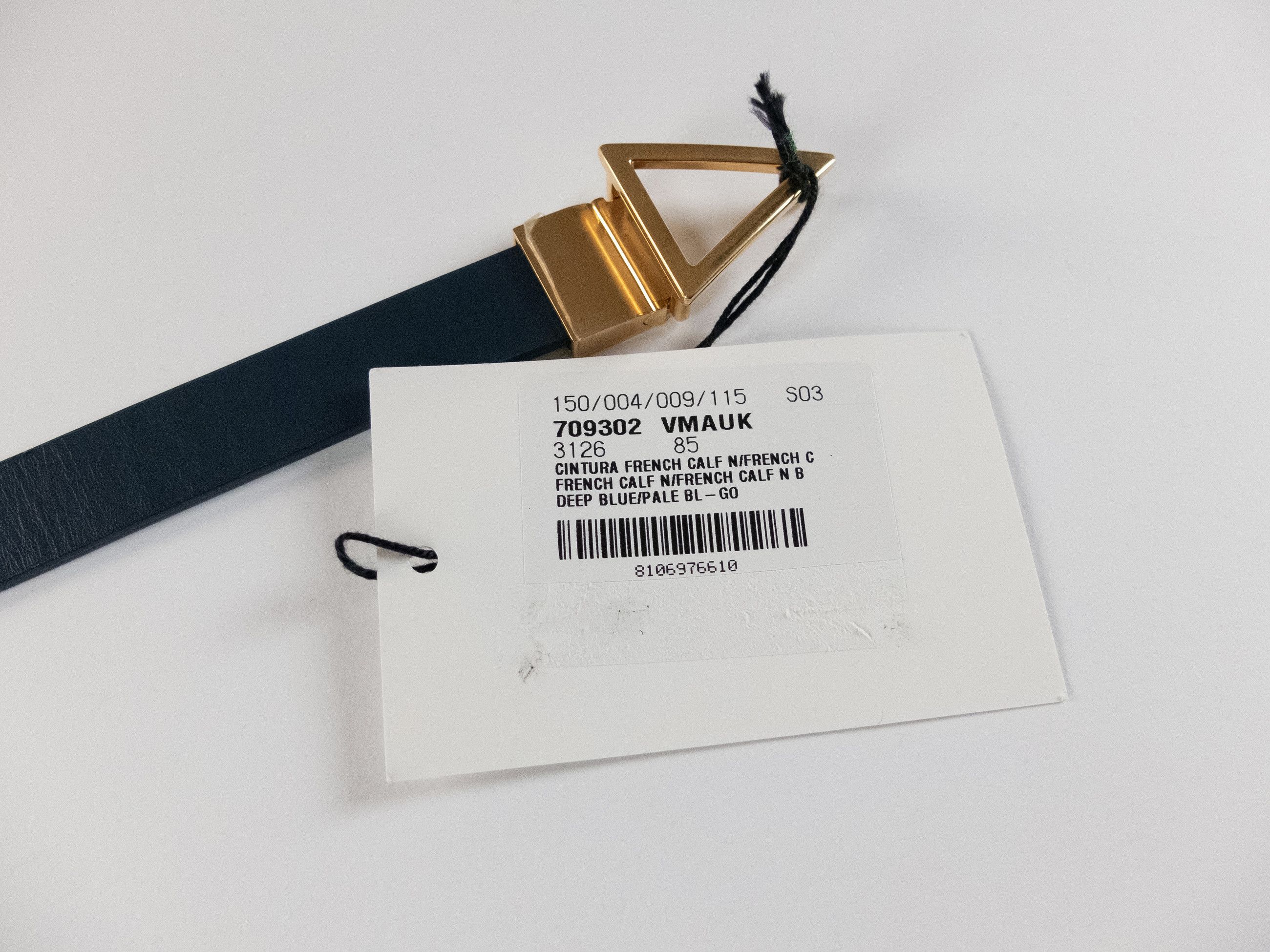 Bottega Veneta BOTTEGA VENETA navy & blue reversible leather belt 85 Size ONE SIZE - 3 Thumbnail