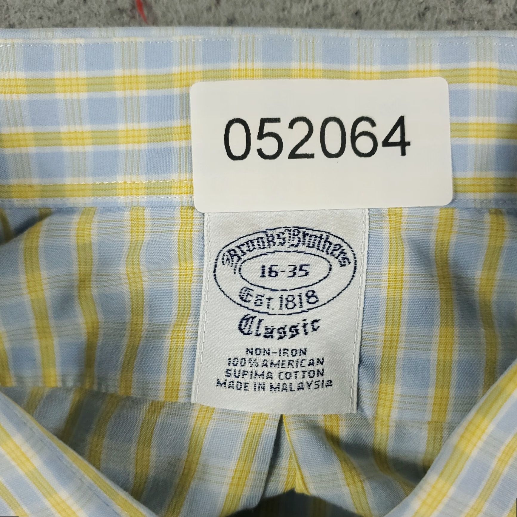 Brooks Brothers Brooks Brothers Dress Shirt Mens Size 16 Long Sleeve Blue Yellow Plaid Button Up Modern Classic Size 42R - 6 Thumbnail